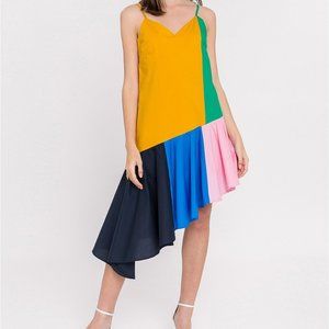 Super fun NWOT Asymmetrical Colorblock dress